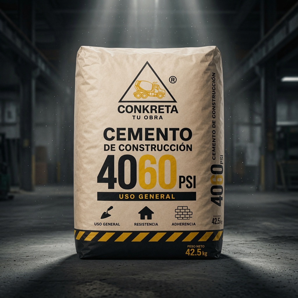 High-quality cement 4060 PSI, fine gray powder with excellent workability for structural applications.
